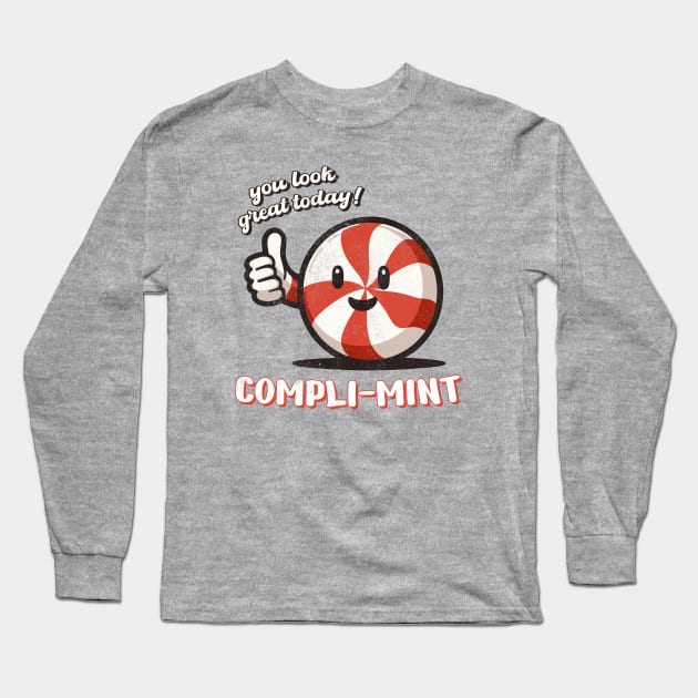 Compli-mint - Peppermint Pun Vintage Long Sleeve T-Shirt by BoundlessWorks